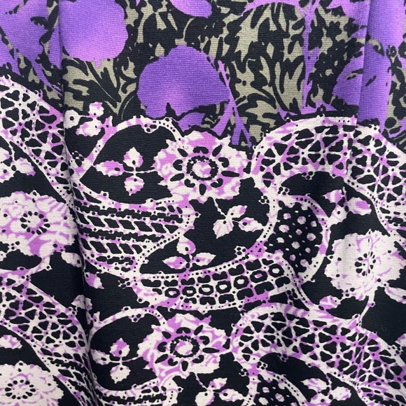 Purple and black paisley/ floral/ lace printed Dress - Picture 3 of 7